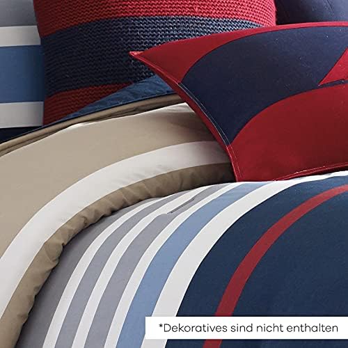 Nautica Home Bradford %100 Pamuk Nevresim Takımı - Lacivert Bej Çok Renkli Çizgili