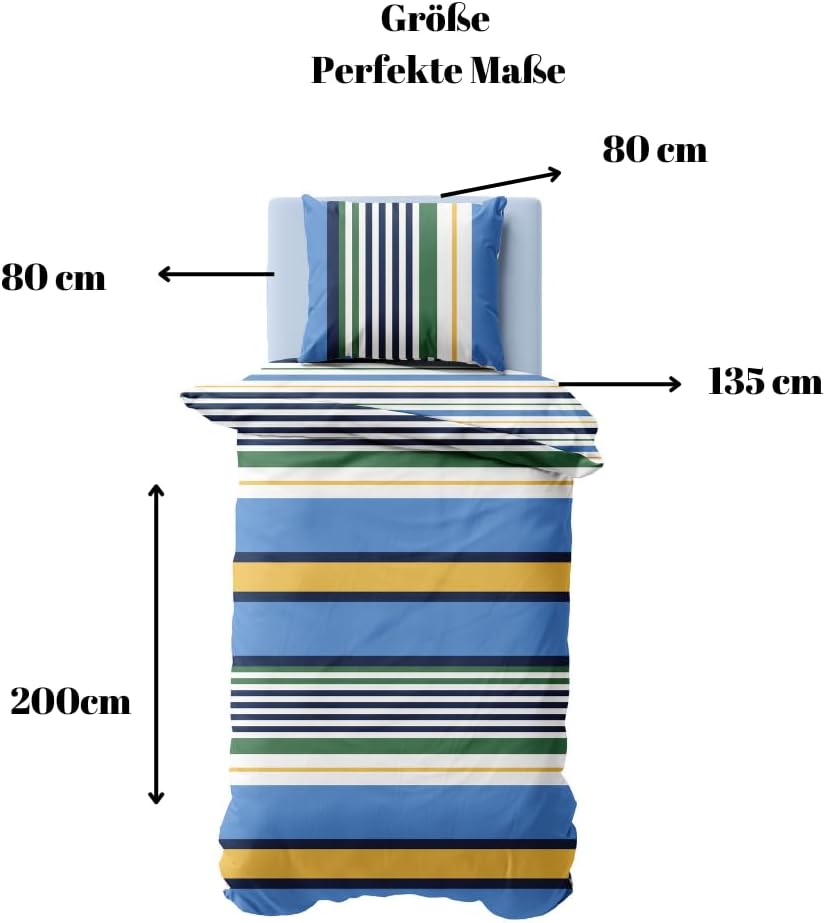 Nautica Home Dover %100 Pamuk Nevresim Takımı - Mavi Yeşil Sarı Çok Renkli Çizgili