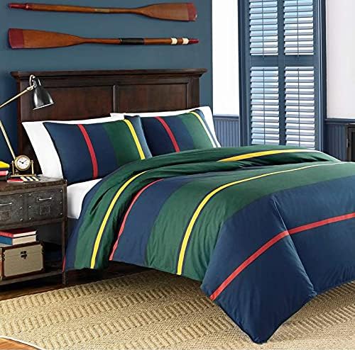 Nautica Home Heritage %100 Pamuklu Çizgili Nevresim Takımı - Marin Lacivert ve Yeşil