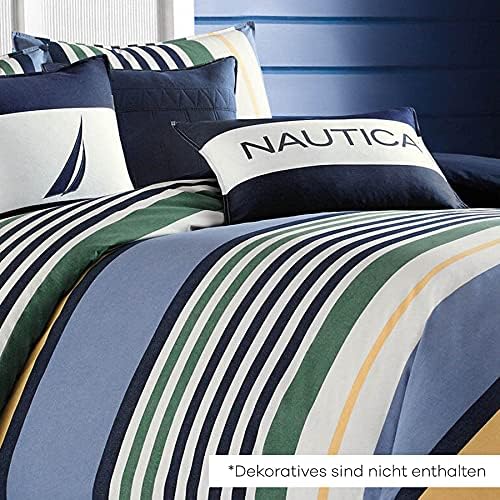 Nautica Home Dover %100 Pamuk Nevresim Takımı - Mavi Yeşil Sarı Çok Renkli Çizgili