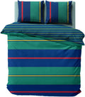 Nautica Home Heritage %100 Pamuklu Çizgili Nevresim Takımı - Marin Lacivert ve Yeşil