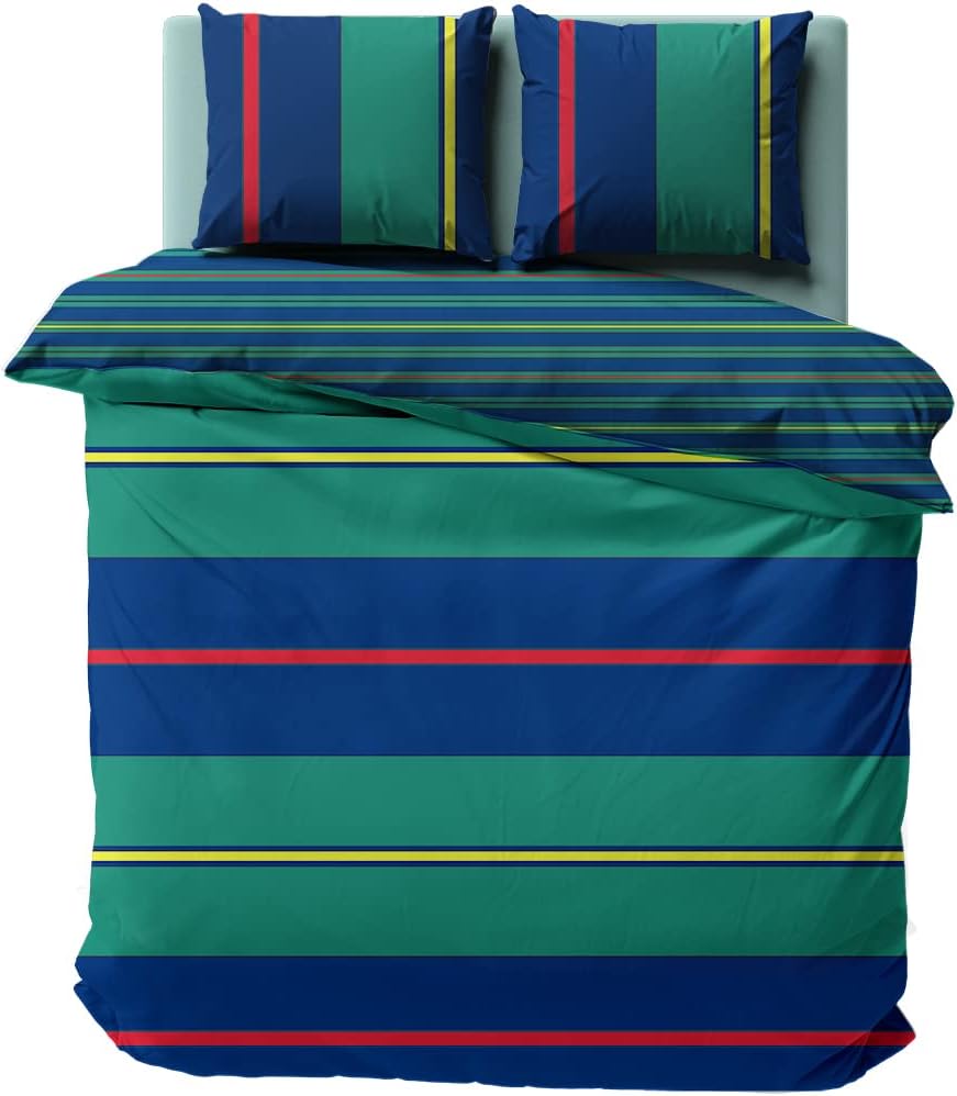 Nautica Home Heritage %100 Pamuklu Çizgili Nevresim Takımı - Marin Lacivert ve Yeşil