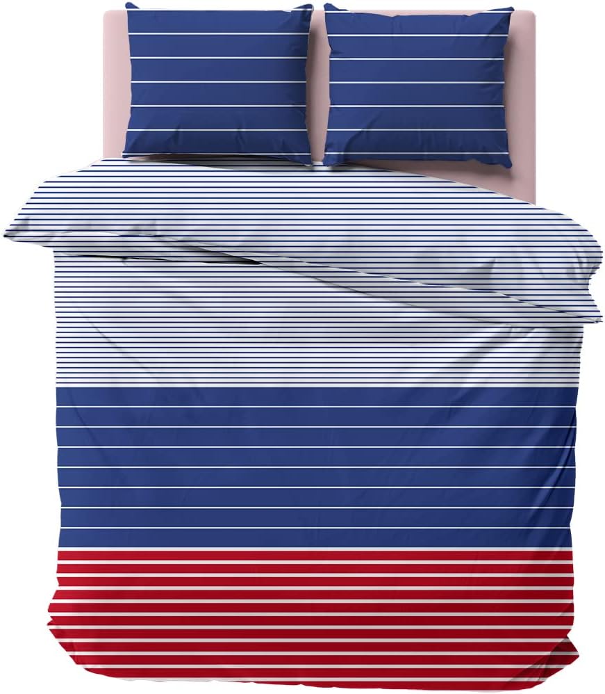 Nautica Home Moonrise %100 Pamuklu Çift Kişilik Nevresim Takımı - Lacivert & Kırmızı Çizgili