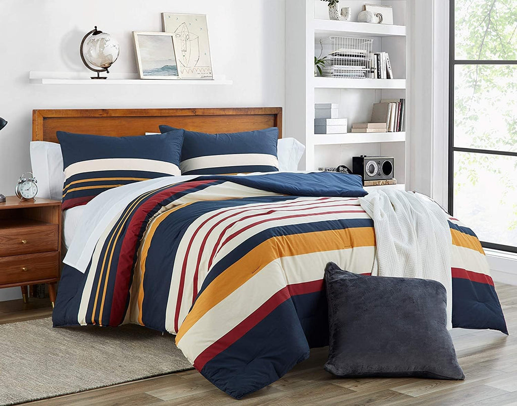 Nautica Home Hollins %100 Pamuklu Tek Kişilik Nevresim Takımı - Marin Lacivert ve Çizgili