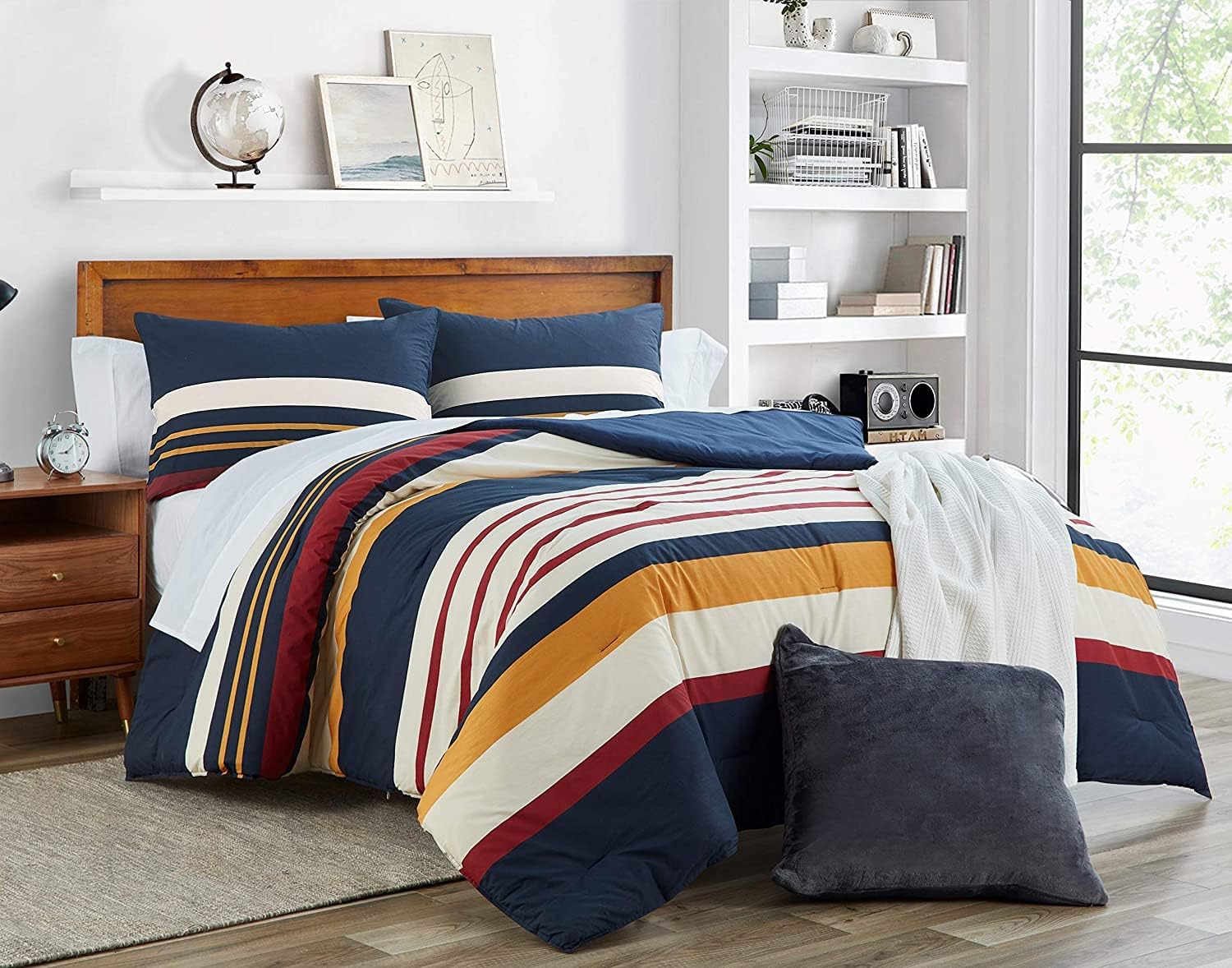 Nautica Home Hollins %100 Pamuklu Tek Kişilik Nevresim Takımı - Marin Lacivert ve Çizgili