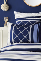 Nautica Home Knot %100 Pamuklu Tek Kişilik Nevresim Takımı - Halat ve Marin Çizgili