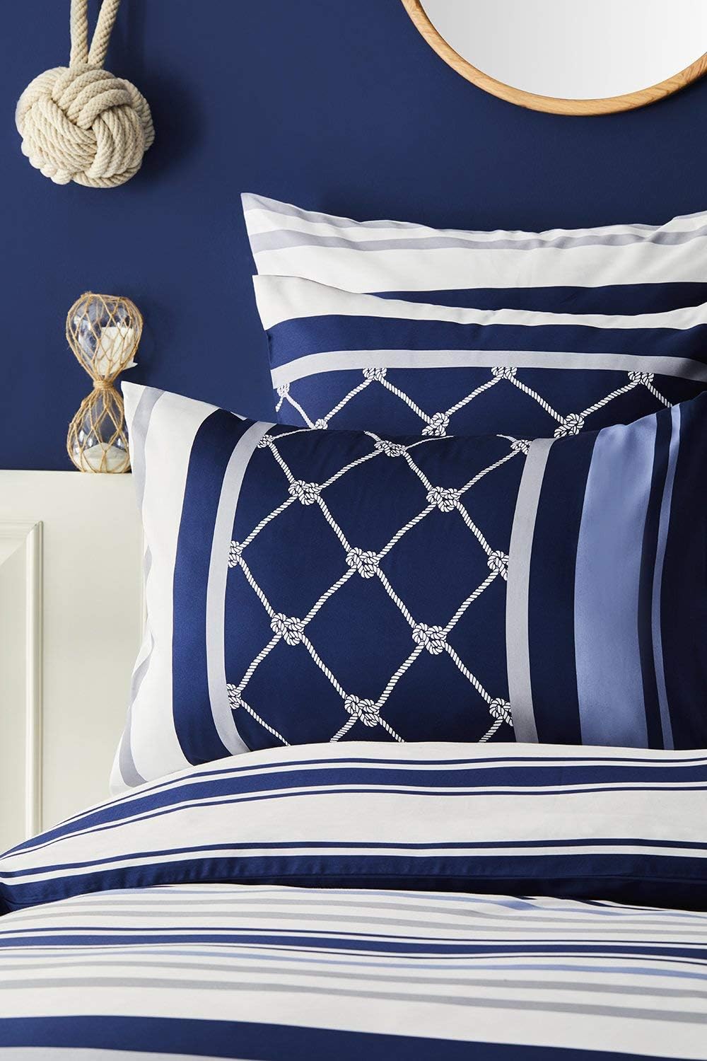 Nautica Home Knot %100 Pamuklu Tek Kişilik Nevresim Takımı - Halat ve Marin Çizgili