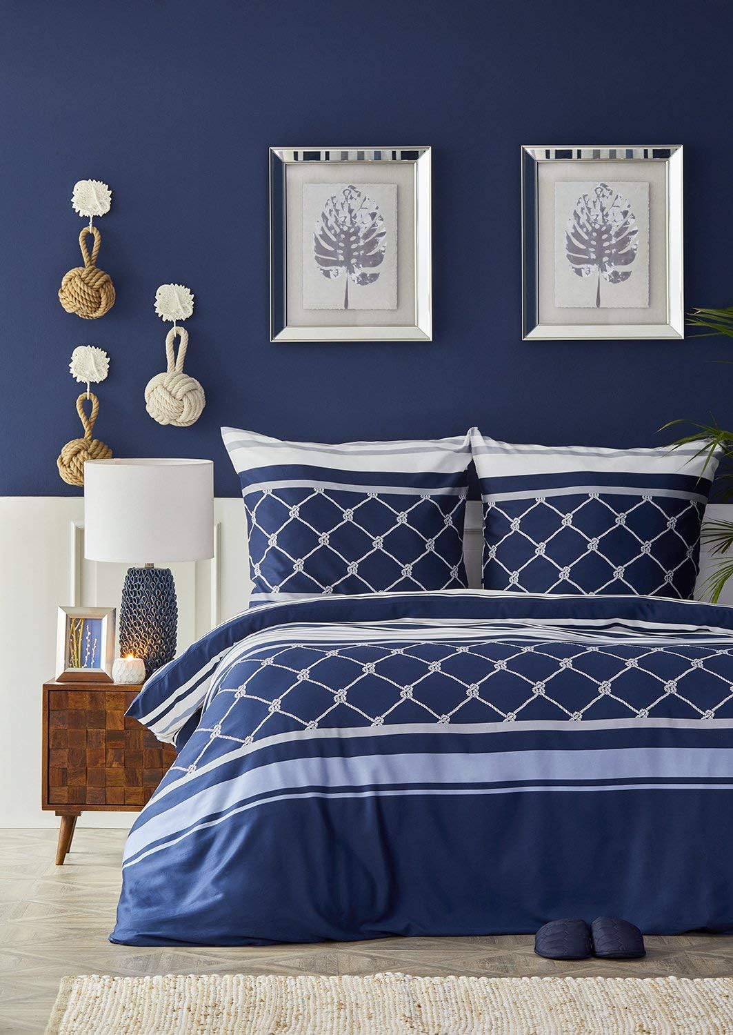 Nautica Home Knot %100 Pamuklu Tek Kişilik Nevresim Takımı - Halat ve Marin Çizgili