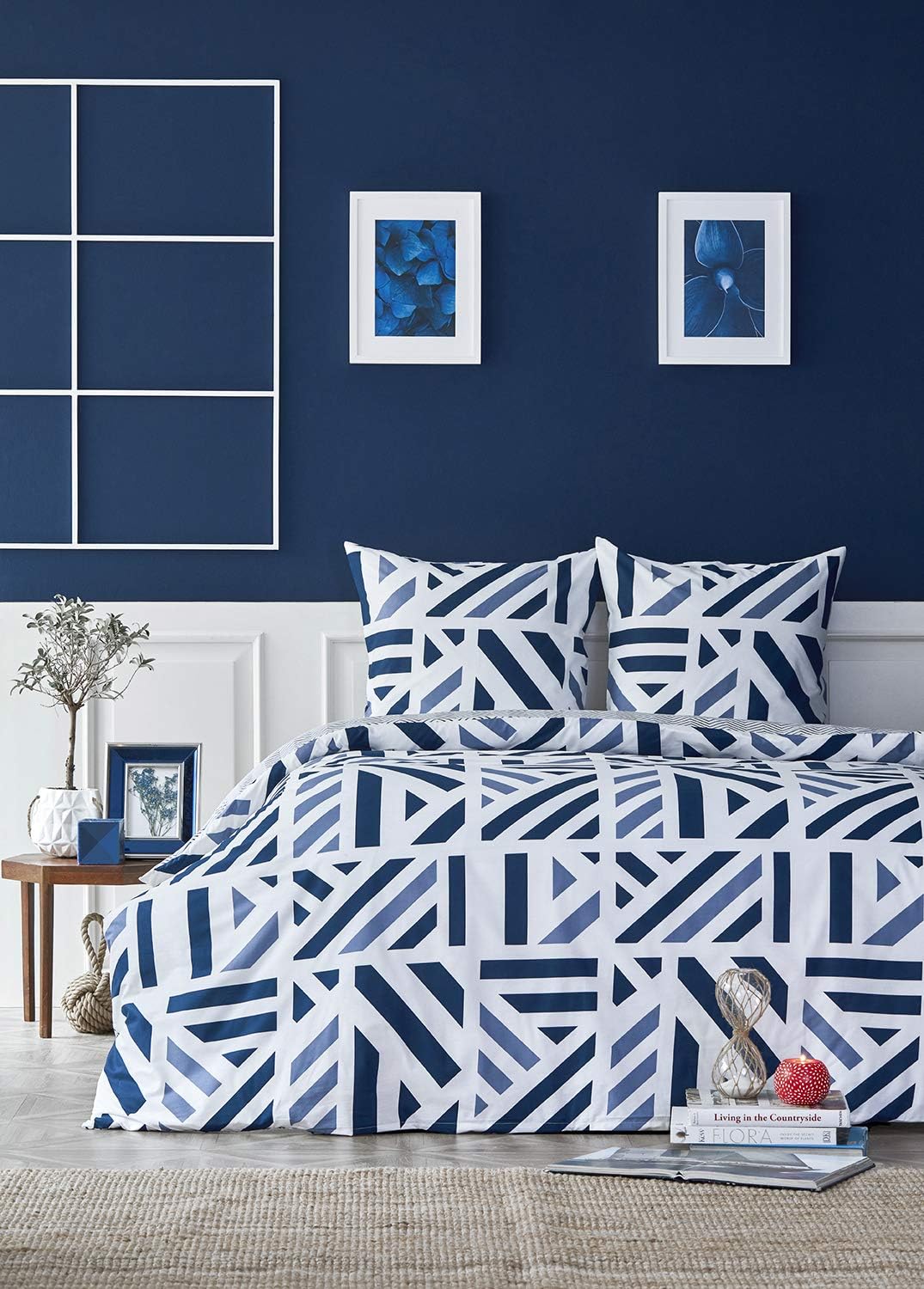 Nautica Home Orion %100 Pamuklu Tek Kişilik Nevresim Takımı - Geometrik Mavi Desenli