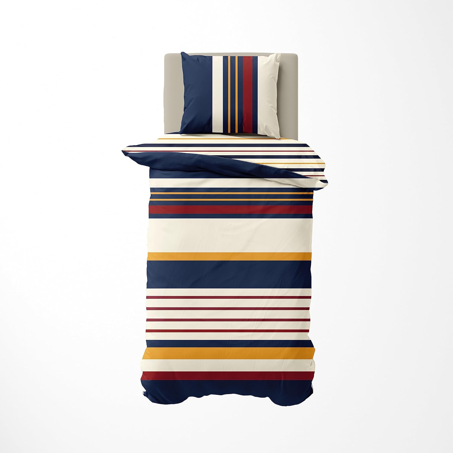 Nautica Home Hollins %100 Pamuklu Tek Kişilik Nevresim Takımı - Marin Lacivert ve Çizgili