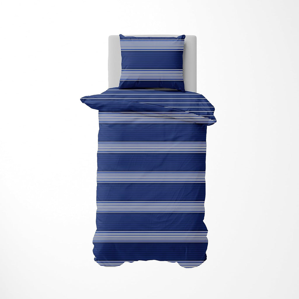 Nautica Home Moby %100 Pamuklu Tek Kişilik Nevresim Takımı - Modern Lacivert Çizgili