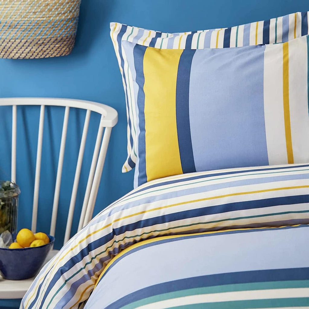 Nautica Home Dover %100 Pamuk Nevresim Takımı - Mavi Yeşil Sarı Çok Renkli Çizgili