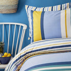 Nautica Home Dover %100 Pamuk Nevresim Takımı - Mavi Yeşil Sarı Çok Renkli Çizgili