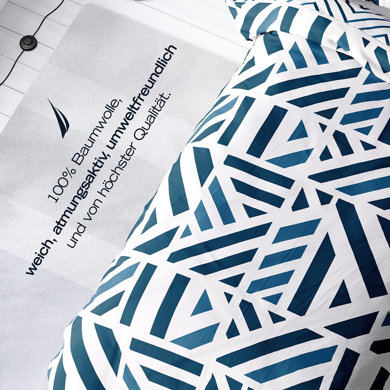 Nautica Home Orion %100 Pamuklu Tek Kişilik Nevresim Takımı - Geometrik Mavi Desenli