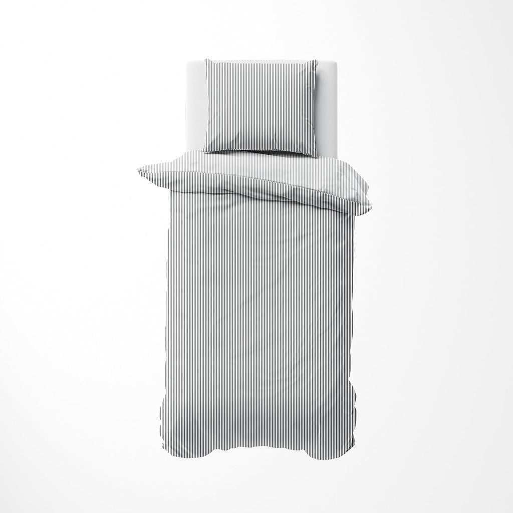 Nautica Home Darya %100 Pamuk Nevresim Takımı - Gri Beyaz Mikro Çizgili Desen