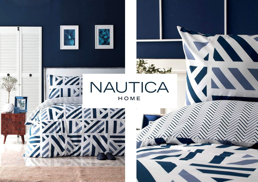 Nautica Home Orion %100 Pamuklu Tek Kişilik Nevresim Takımı - Geometrik Mavi Desenli