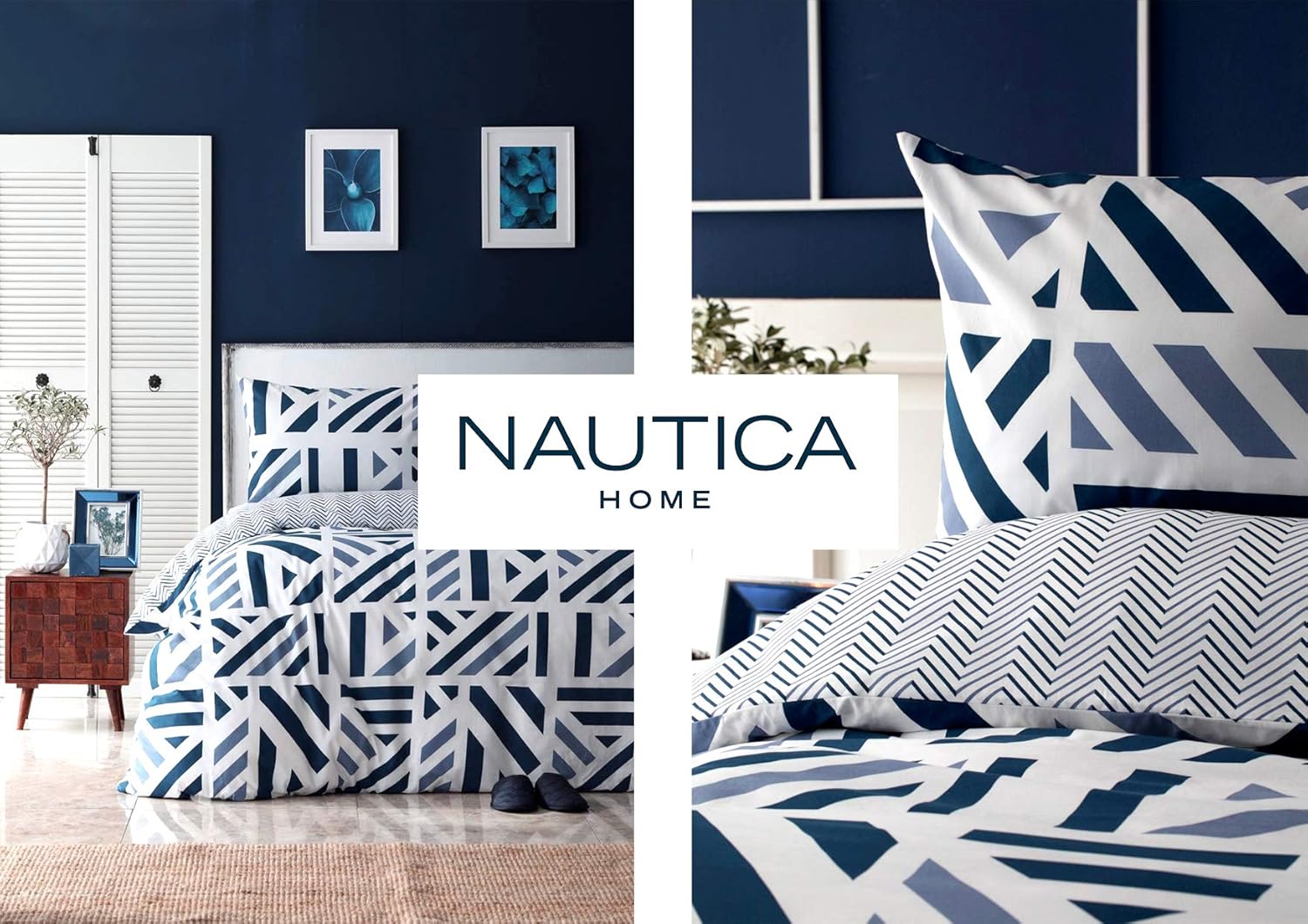 Nautica Home Orion %100 Pamuklu Tek Kişilik Nevresim Takımı - Geometrik Mavi Desenli