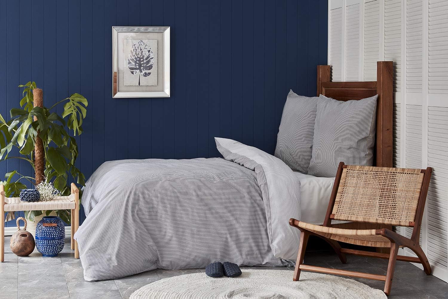 Nautica Home Darya %100 Pamuk Nevresim Takımı - Gri Beyaz Mikro Çizgili Desen