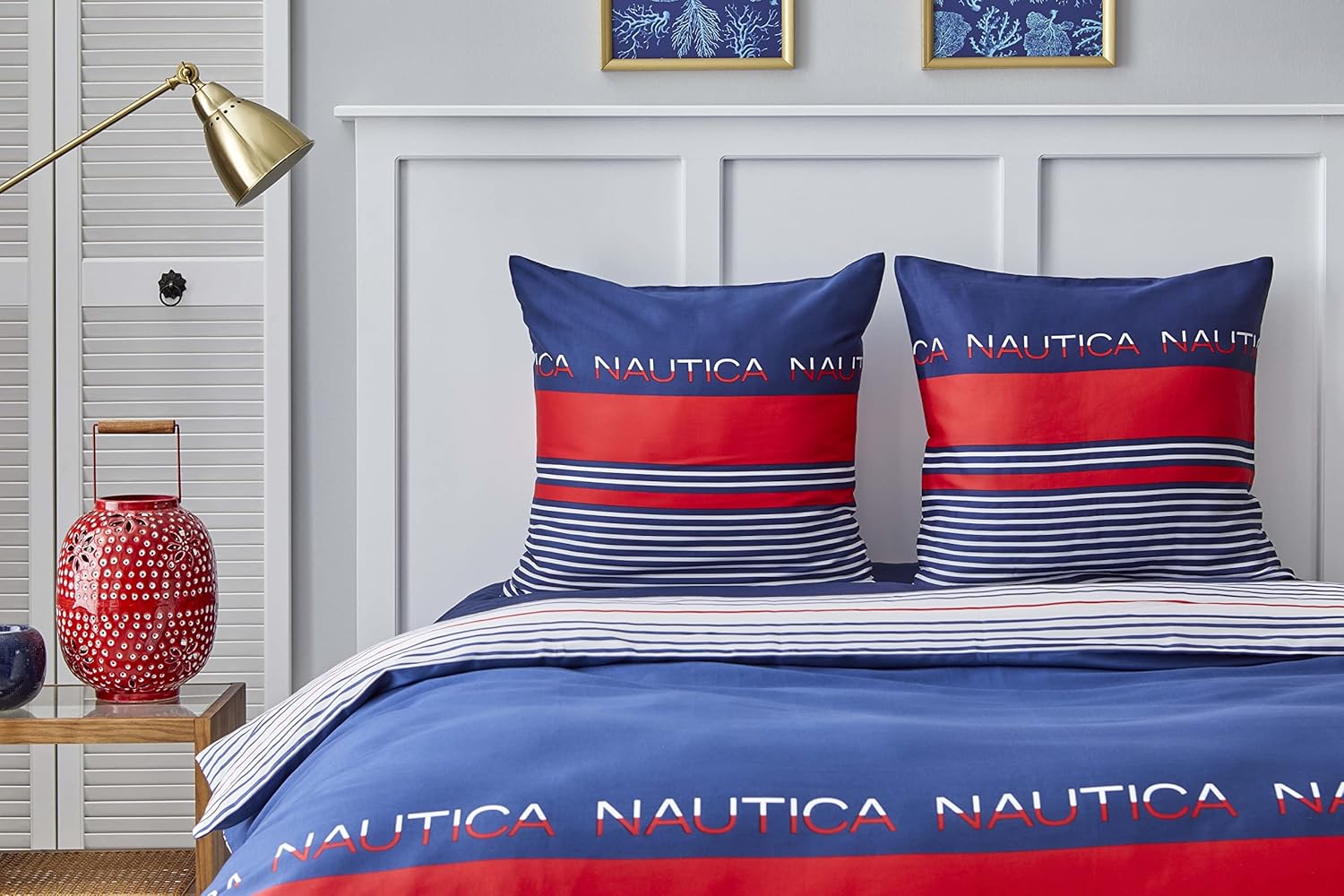 Nautica Home Drifting %100 Pamuk Nevresim Takımı - Marin Temalı Lacivert Kırmızı Çizgili