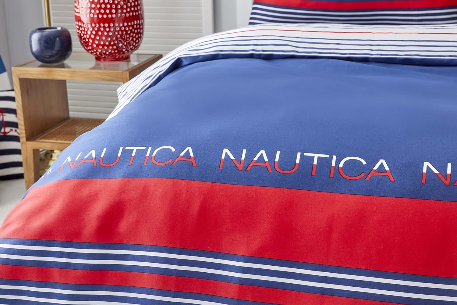 Nautica Home Drifting %100 Pamuk Nevresim Takımı - Marin Temalı Lacivert Kırmızı Çizgili
