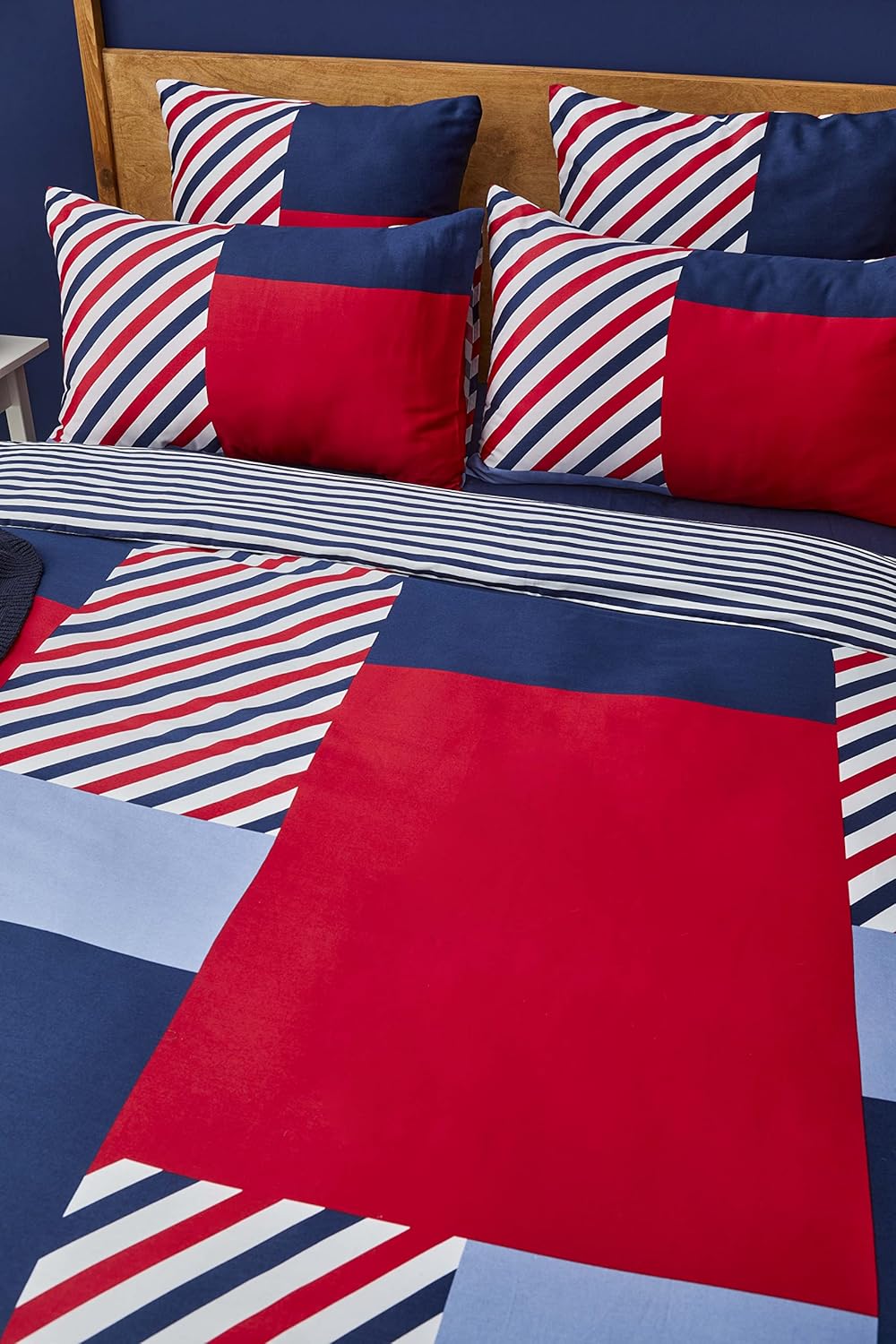 Nautica Home Morris %100 Pamuklu Çift Kişilik Nevresim Takımı - Patchwork Marin Desenli