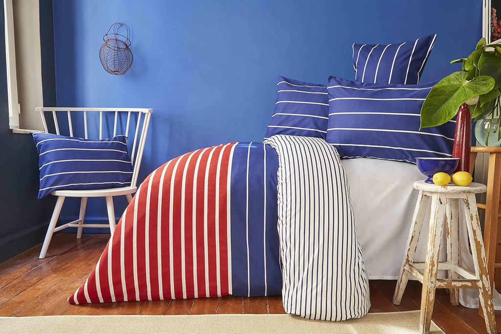 Nautica Home Moonrise %100 Pamuklu Çift Kişilik Nevresim Takımı - Lacivert & Kırmızı Çizgili