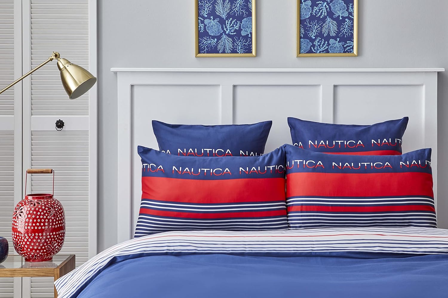 Nautica Home Drifting %100 Pamuk Nevresim Takımı - Marin Temalı Lacivert Kırmızı Çizgili