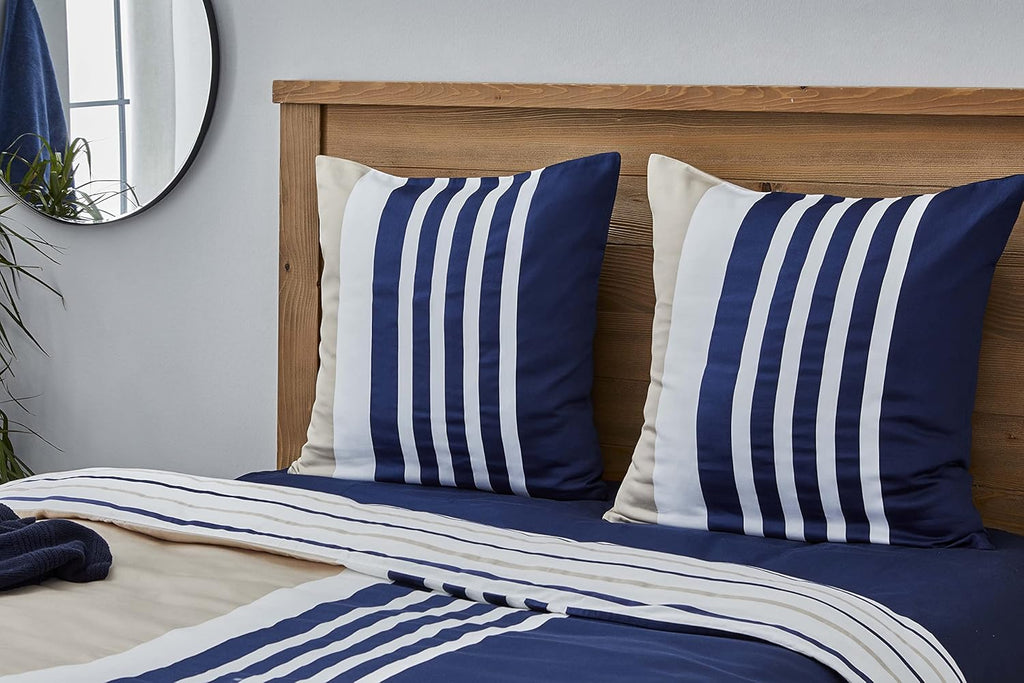 Nautica Home Aport Marin Serisi - Lacivert Beyaz Çizgili Pamuklu Nevresim Takımı