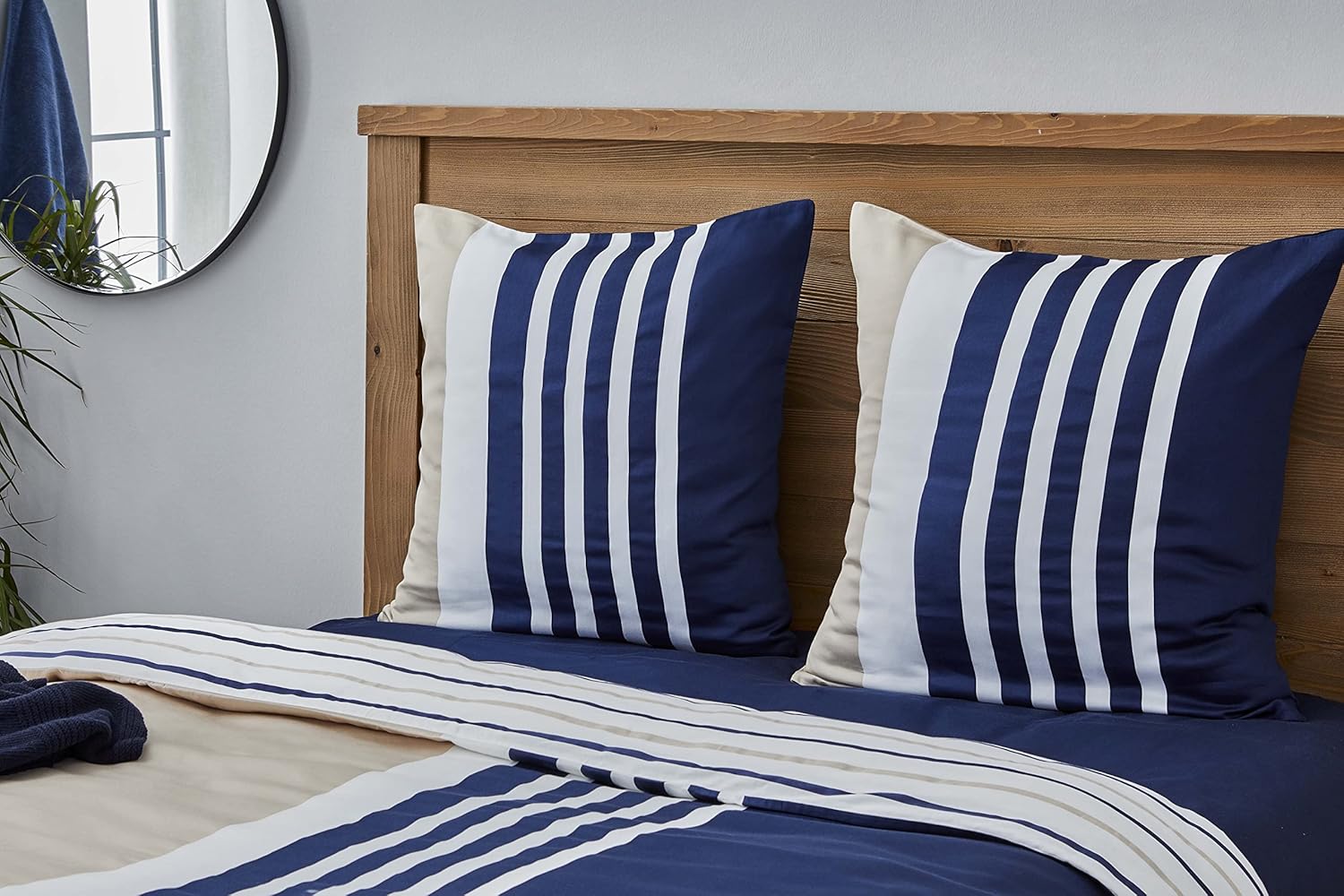 Nautica Home Aport Marin Serisi - Lacivert Beyaz Çizgili Pamuklu Nevresim Takımı