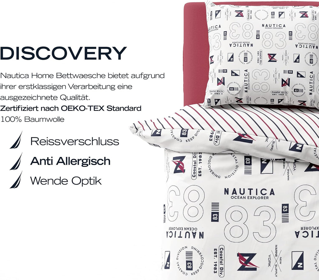 Nautica Home Discovery %100 Pamuk Nevresim Takımı - Sportif Logo ve Rakam Desenli