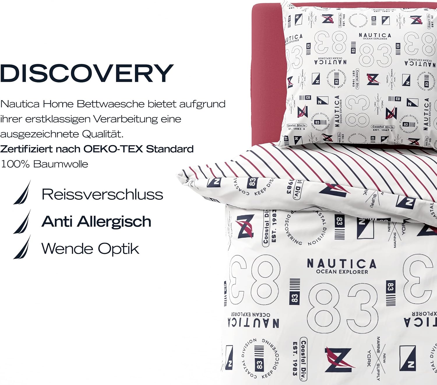 Nautica Home Discovery %100 Pamuk Nevresim Takımı - Sportif Logo ve Rakam Desenli