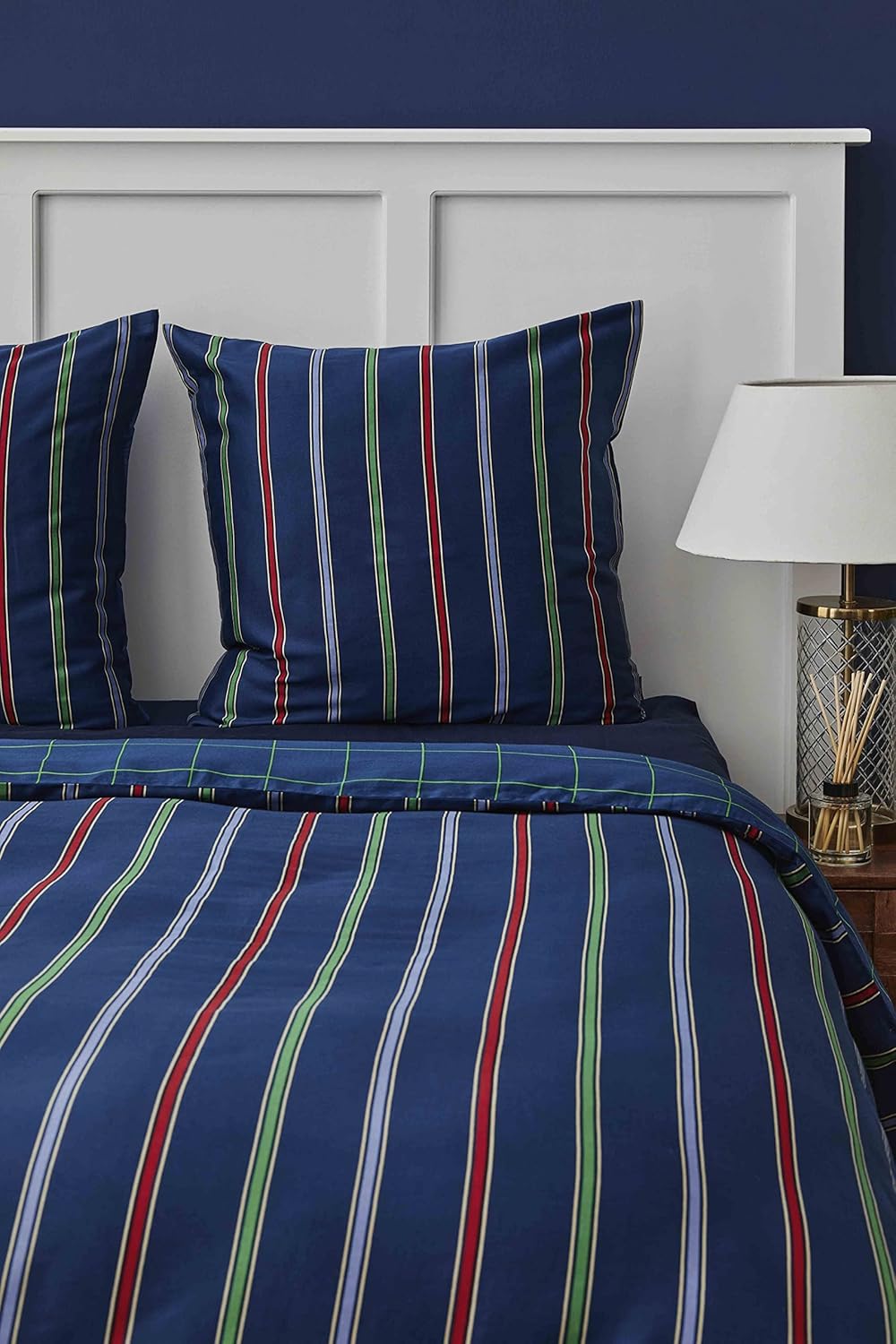 Nautica Home  Ray %100 Pamuklu Çift Kişilik Nevresim Takımı - Yeşil & Lacivert Geniş Çizgili