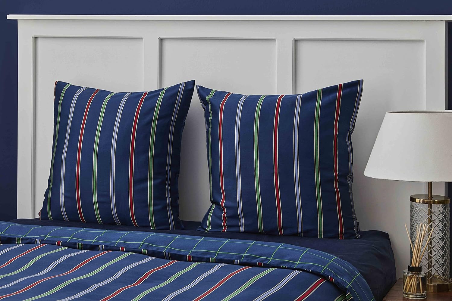 Nautica Home  Ray %100 Pamuklu Çift Kişilik Nevresim Takımı - Yeşil & Lacivert Geniş Çizgili