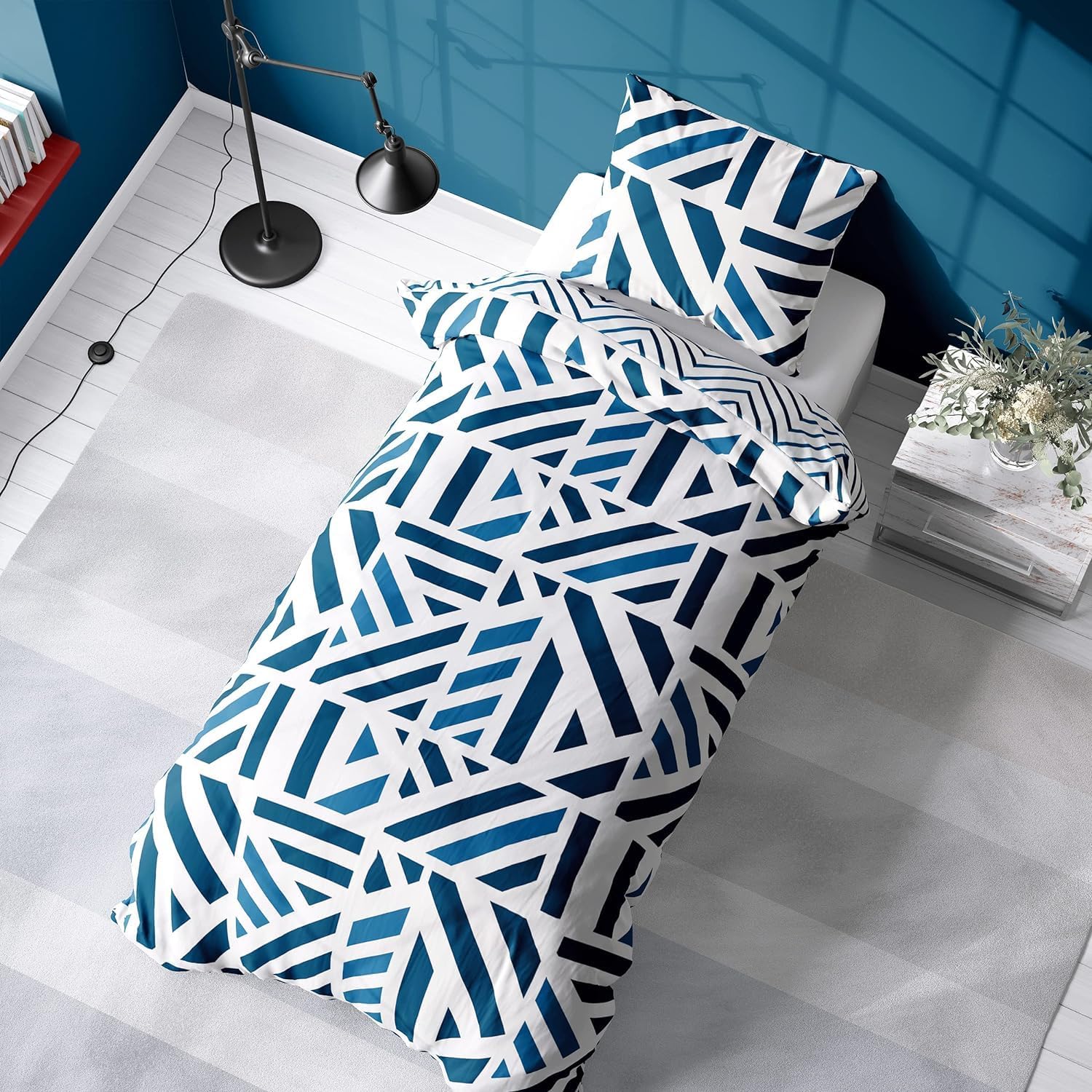 Nautica Home Orion %100 Pamuklu Tek Kişilik Nevresim Takımı - Geometrik Mavi Desenli