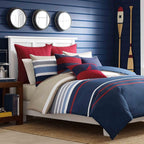 Nautica Home Bradford %100 Pamuk Nevresim Takımı - Lacivert Bej Çok Renkli Çizgili