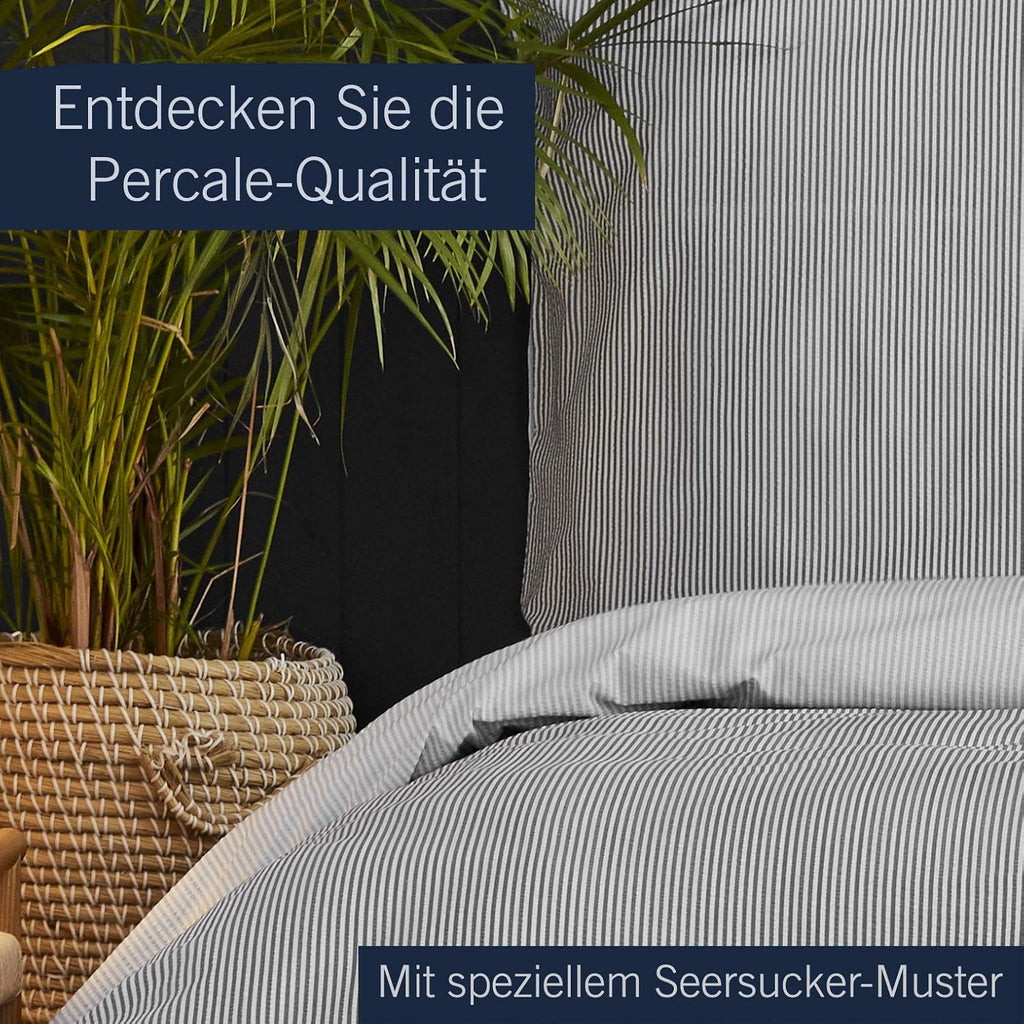 Nautica Home Darya %100 Pamuk Nevresim Takımı - Gri Beyaz Mikro Çizgili Desen