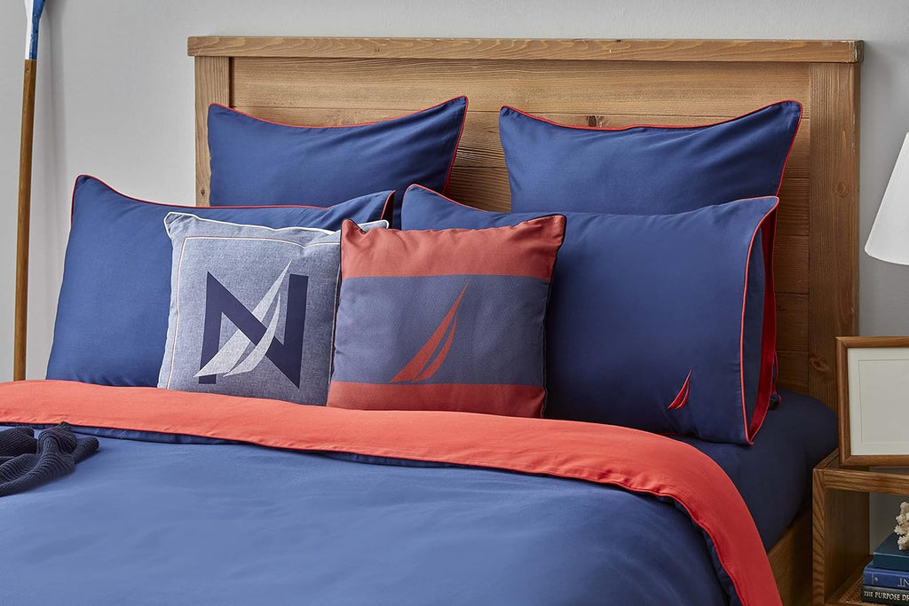 Nautica Home Creek Çift Kişilik Pamuklu Nevresim Takımı - Lacivert & Turuncu