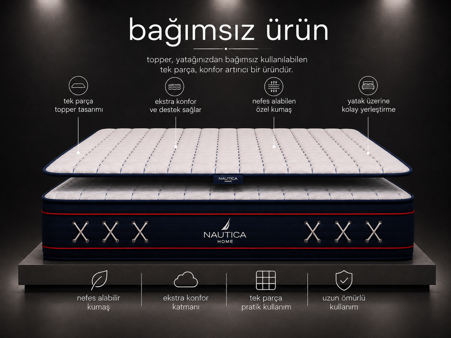 NAUTICA HOME Regatta Premium Deve Yünü Topper