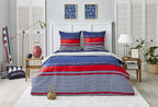 Nautica Home Drifting %100 Pamuk Nevresim Takımı - Marin Temalı Lacivert Kırmızı Çizgili