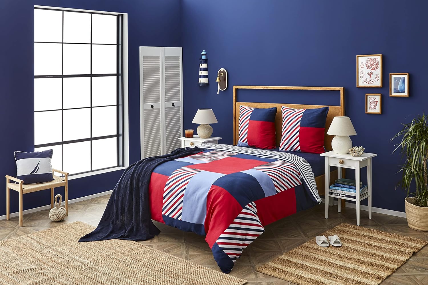 Nautica Home Morris %100 Pamuklu Çift Kişilik Nevresim Takımı - Patchwork Marin Desenli