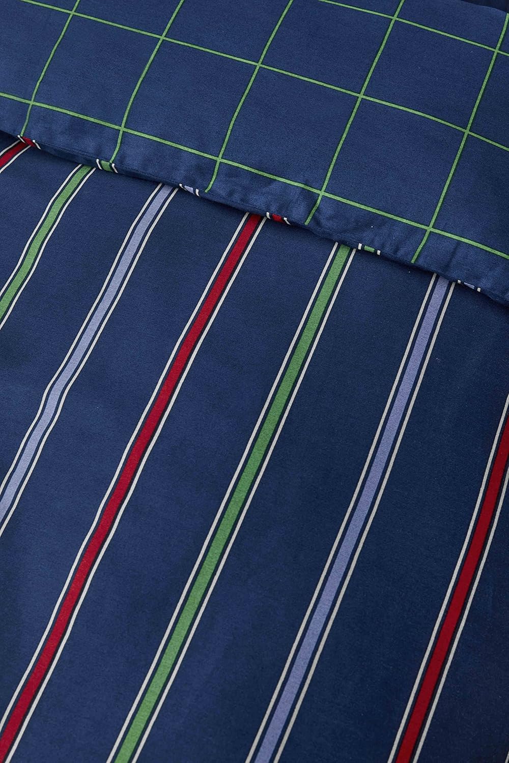 Nautica Home  Ray %100 Pamuklu Çift Kişilik Nevresim Takımı - Yeşil & Lacivert Geniş Çizgili