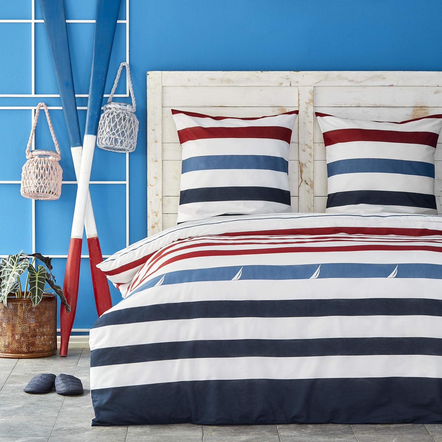 Nautica Home Fınn %100 Pamuk Nevresim Takımı - Yelken Logolu Marin Çizgili