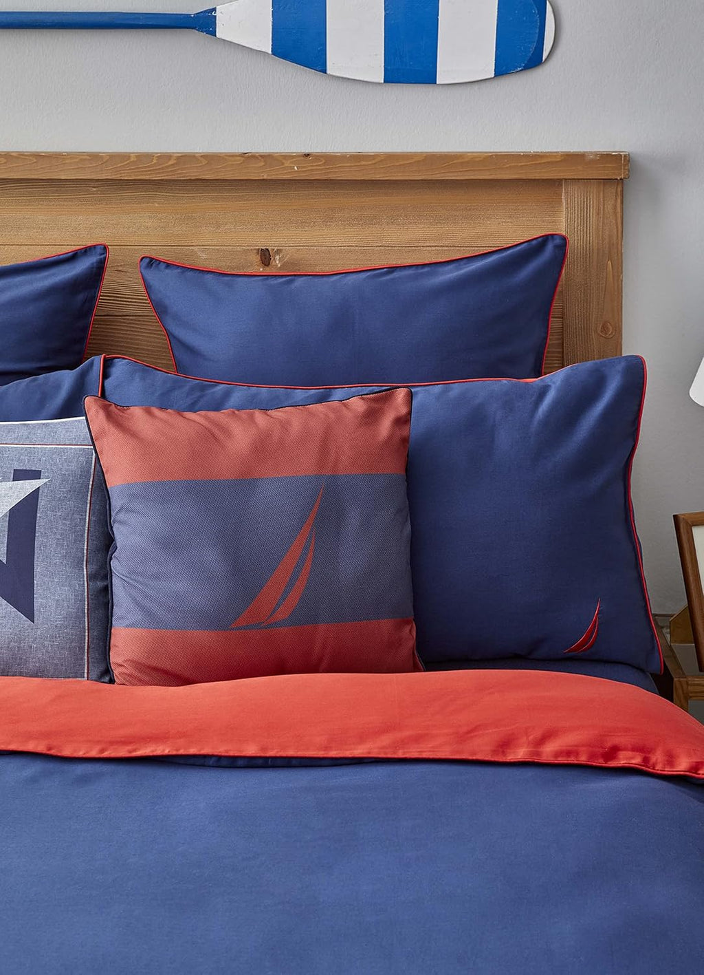 Nautica Home Creek Çift Kişilik Pamuklu Nevresim Takımı - Lacivert & Turuncu