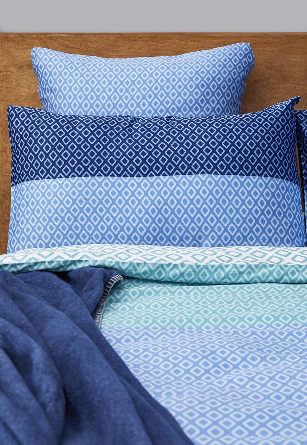 Nautica Home Grace %100 Pamuk Nevresim Takımı - Mavi Geometrik Desenli ve Geçişli
