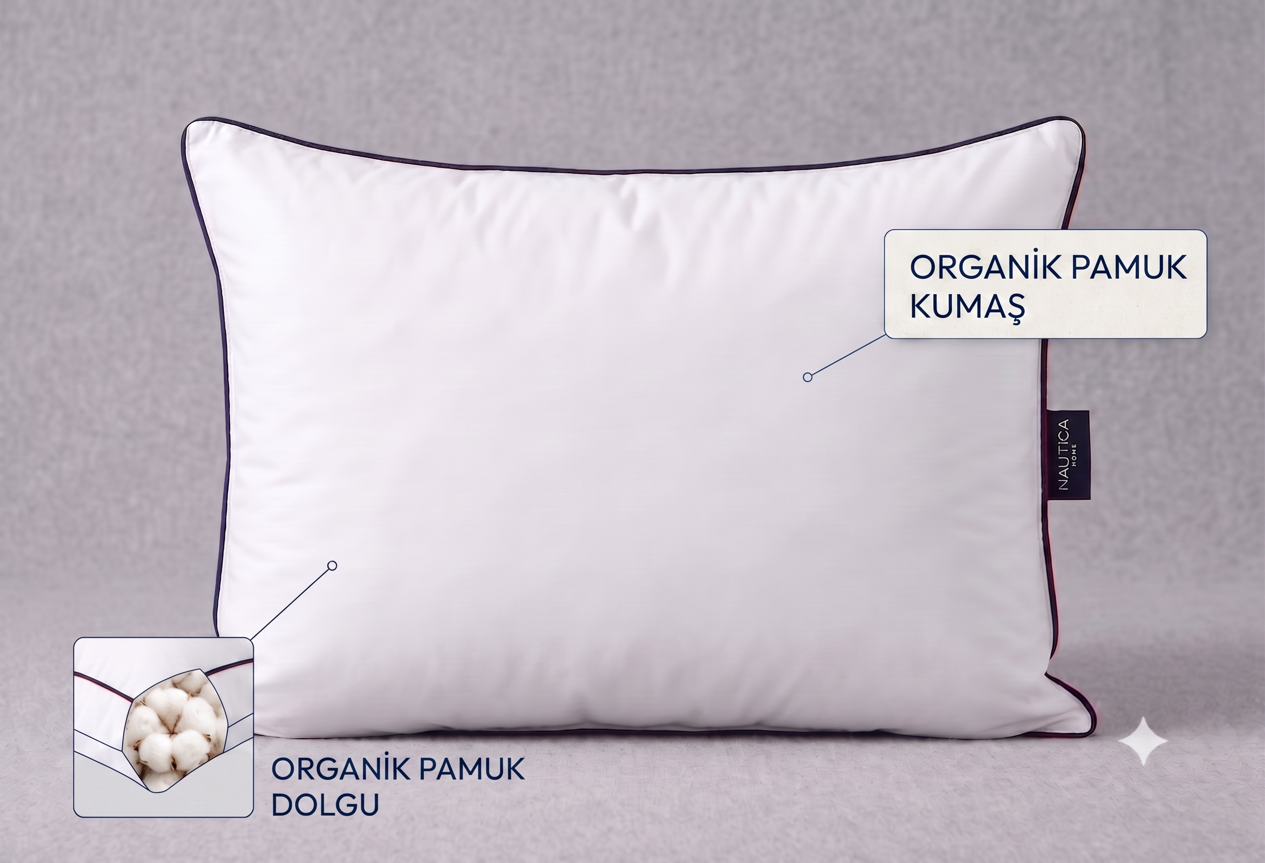 NAUTICA SEA BREEZE PAMUK YASTIK 50x70 %100 PAMUK KUMAŞ