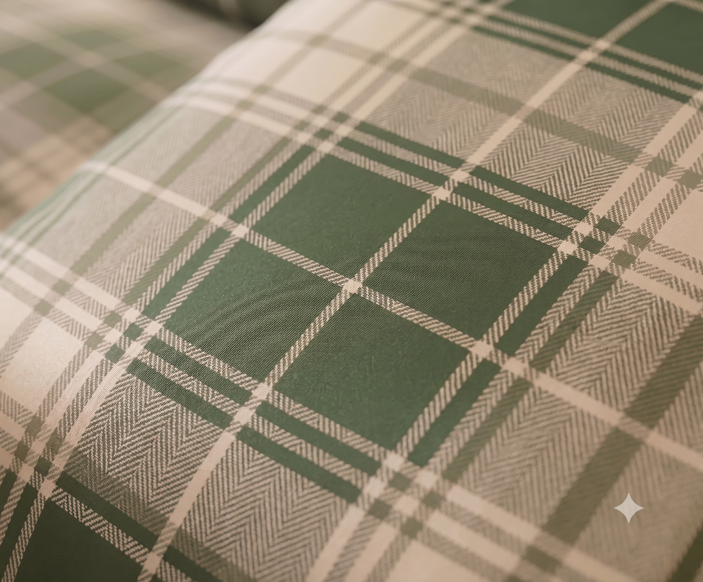 Nautica Home Heritage Plaid %100 Pamuk Saten Çift Kişilik Nevresim Takımı - Zümrüt Yeşili