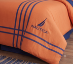 Nautica Home Modern Line Pamuk Saten Çift Kişilik Nevresim Takımı – Turuncu / Lacivert