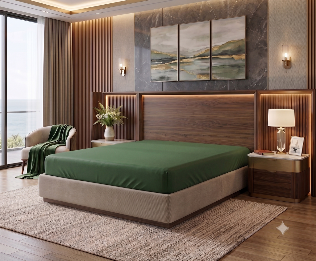 Nautica Home Heritage Plaid %100 Pamuk Saten Çift Kişilik Nevresim Takımı - Zümrüt Yeşili
