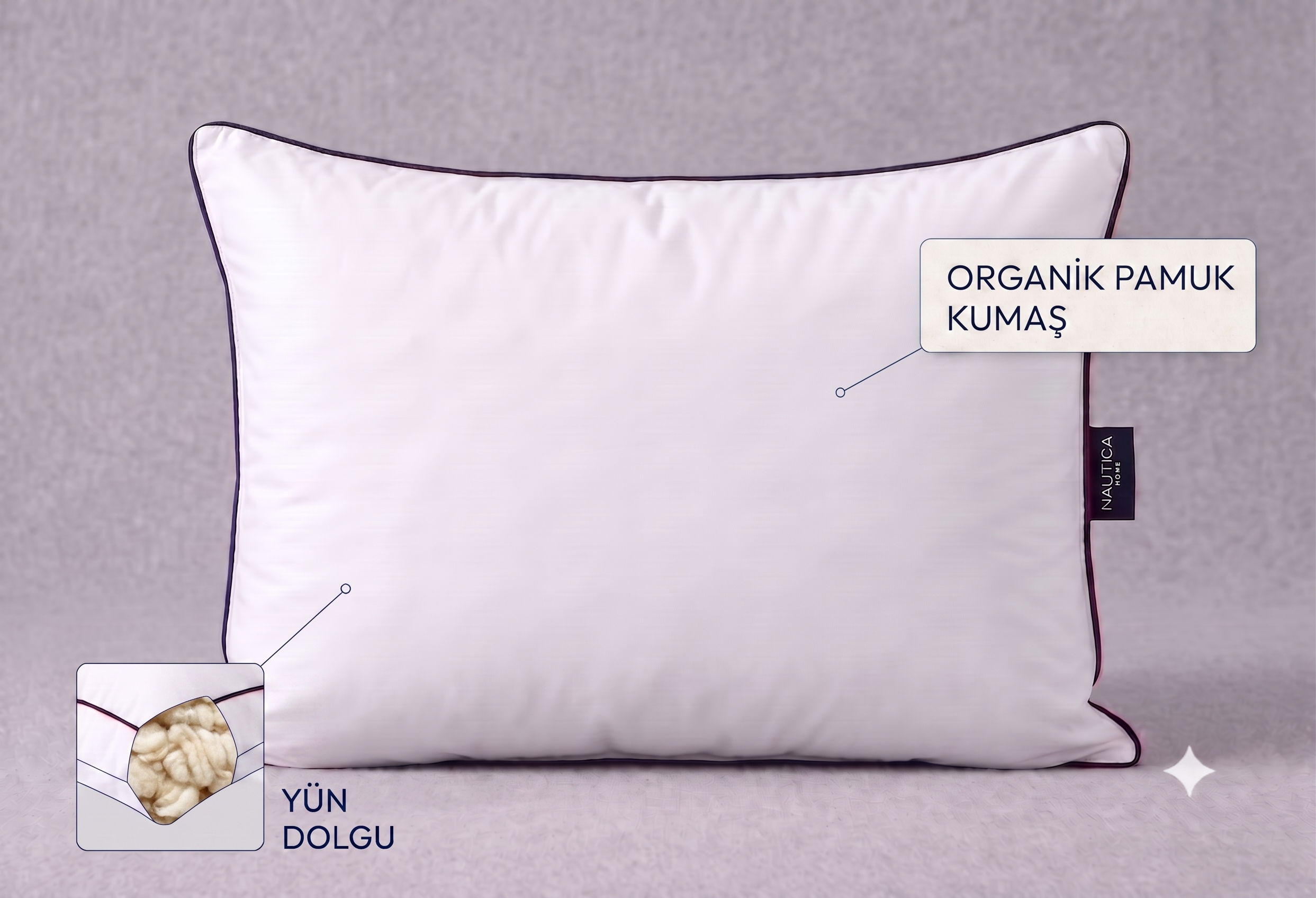 NAUTICA SEA BREEZE 100% DOĞAL YÜN YASTIK 50x70