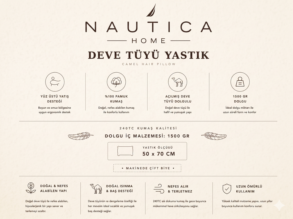 NAUTICA SEA BREEZE DEVE YÜNÜ YASTIK 50x70